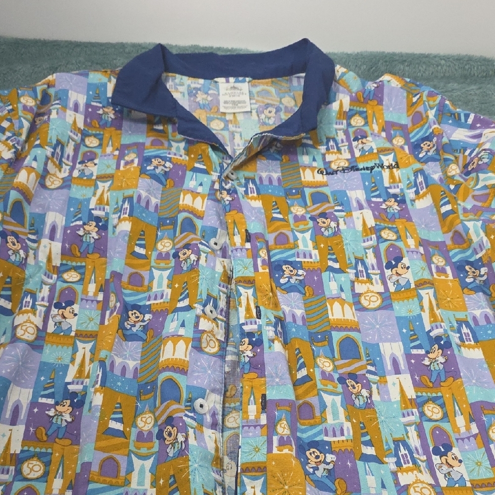 Walt Disney 50th Anniversary Mickey Mouse Button Up
